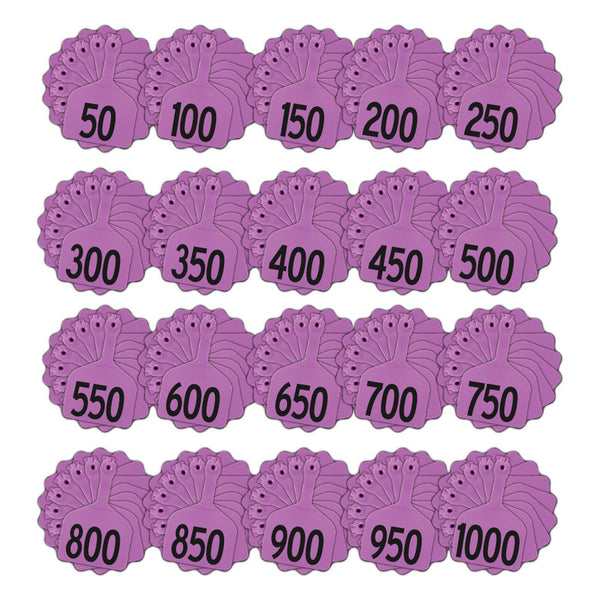 Z Tags Feedlot Pre-Printed Tags Numbered 1-1000 (Purple) - Feedlot Tags Pre-Printed Tags Numbered 1-1007 Z Tags - Canada