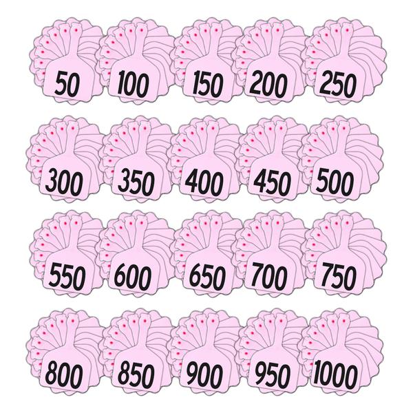Z Tags 1 Piece Feedlot Stamped 1-1000 In Bundles Of 50 (Rose) - Pre-Printed Tags Z Tags - Canada