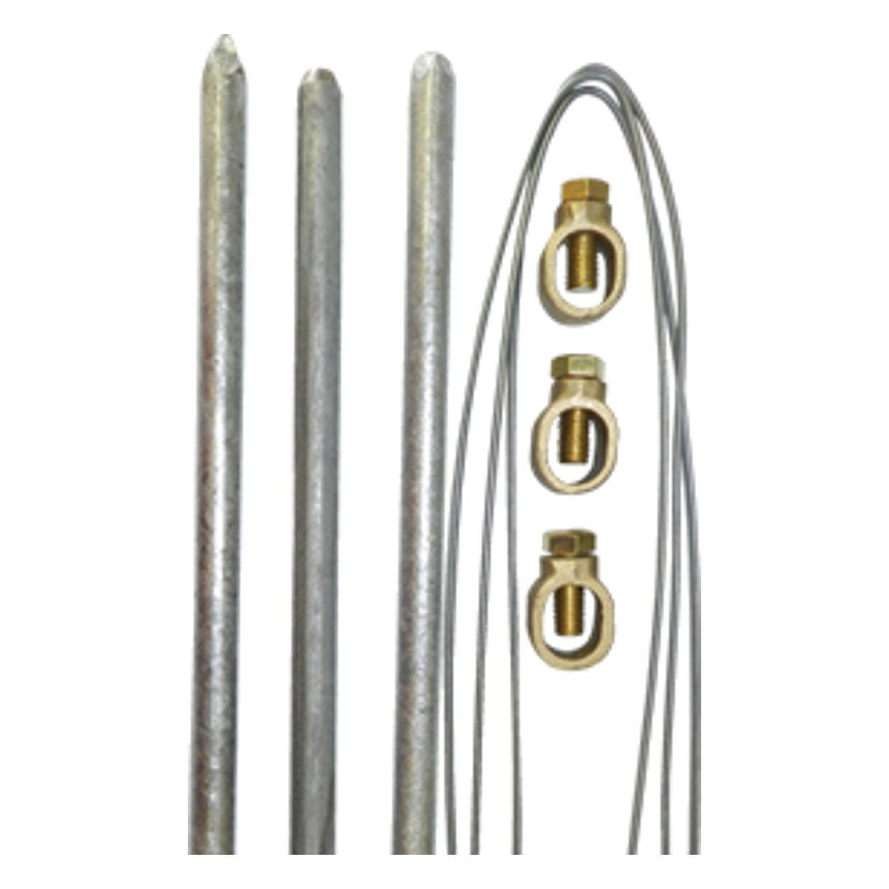 Patriot 5 Ground Rod Kit (3 Rods 3 Clamps 50 Steel Wire) - Fencing Patriot - Canada