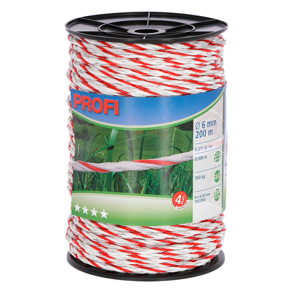 CORRAL Profi fencing rope 6mm x 200m (White/Red)