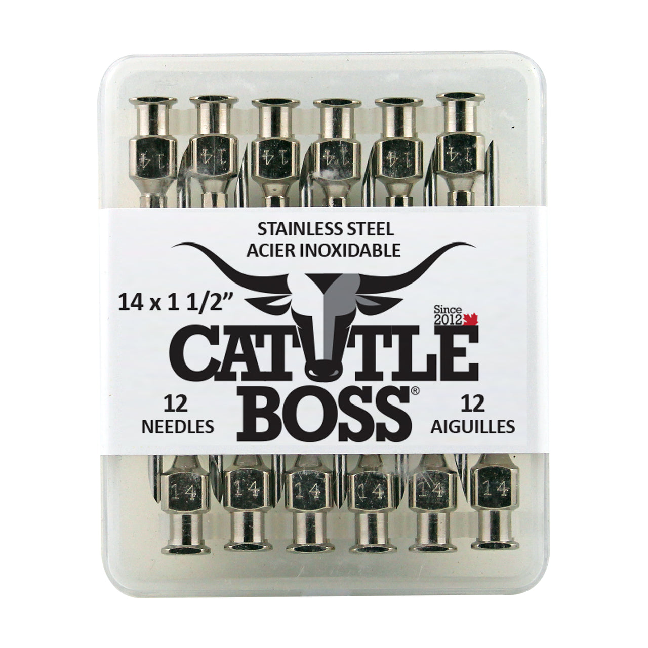 Cattle Boss Stainless Steel Hub Needle (12 Pack) 14X1 1/2 - Drug Administration Cattle Boss - Canada