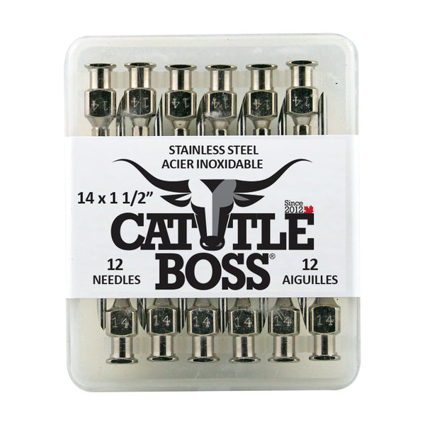 Cattle Boss Stainless Steel Hub Needle (12 Pack) 14X1 1/2 - Drug Administration Cattle Boss - Canada