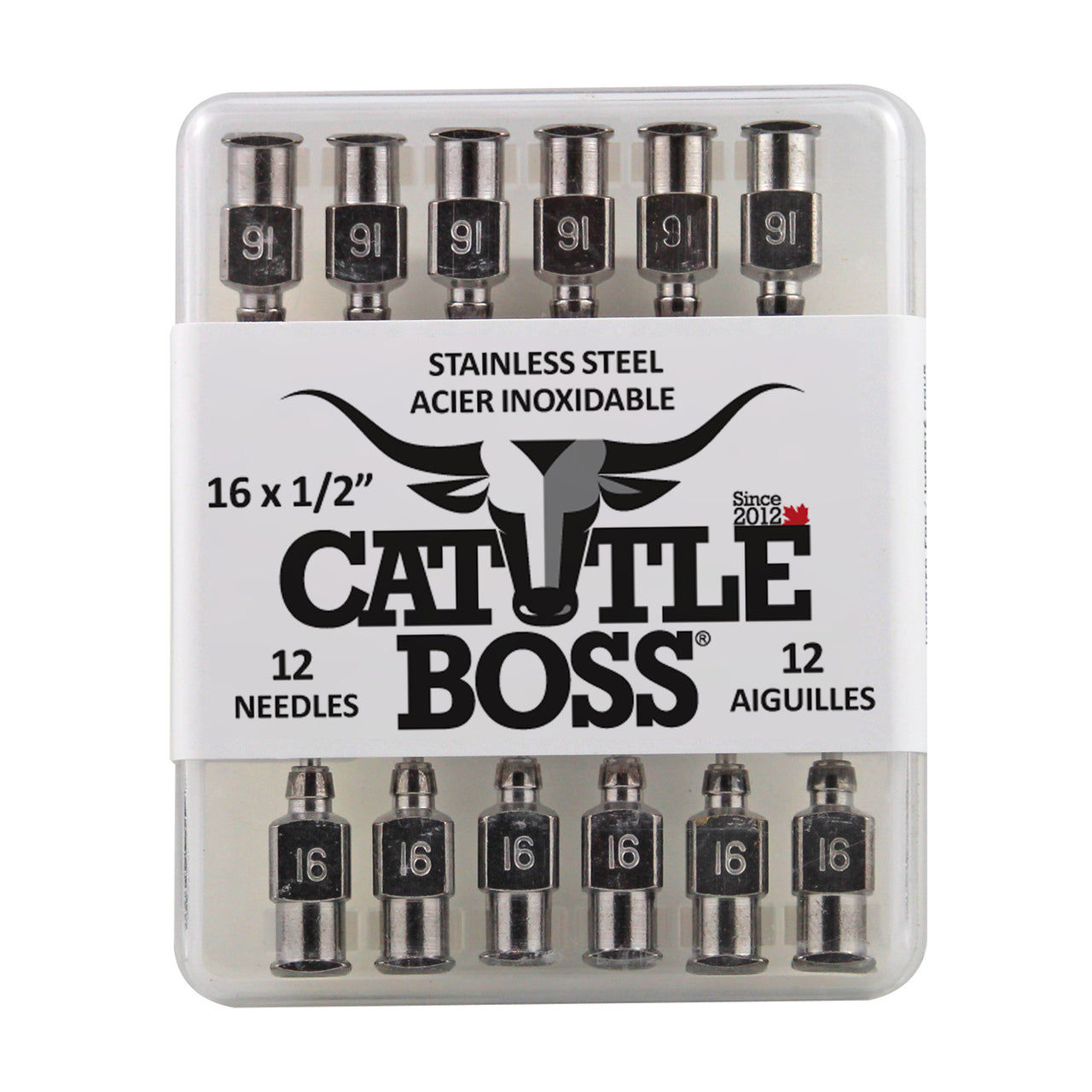 Cattle Boss Stainless Steel Hub Needle (12 Pack) 16X1/2 - Drug Administration Cattle Boss - Canada