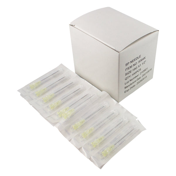 Sterile Disposable Needle (100 per box) 19G C 1 1/2”