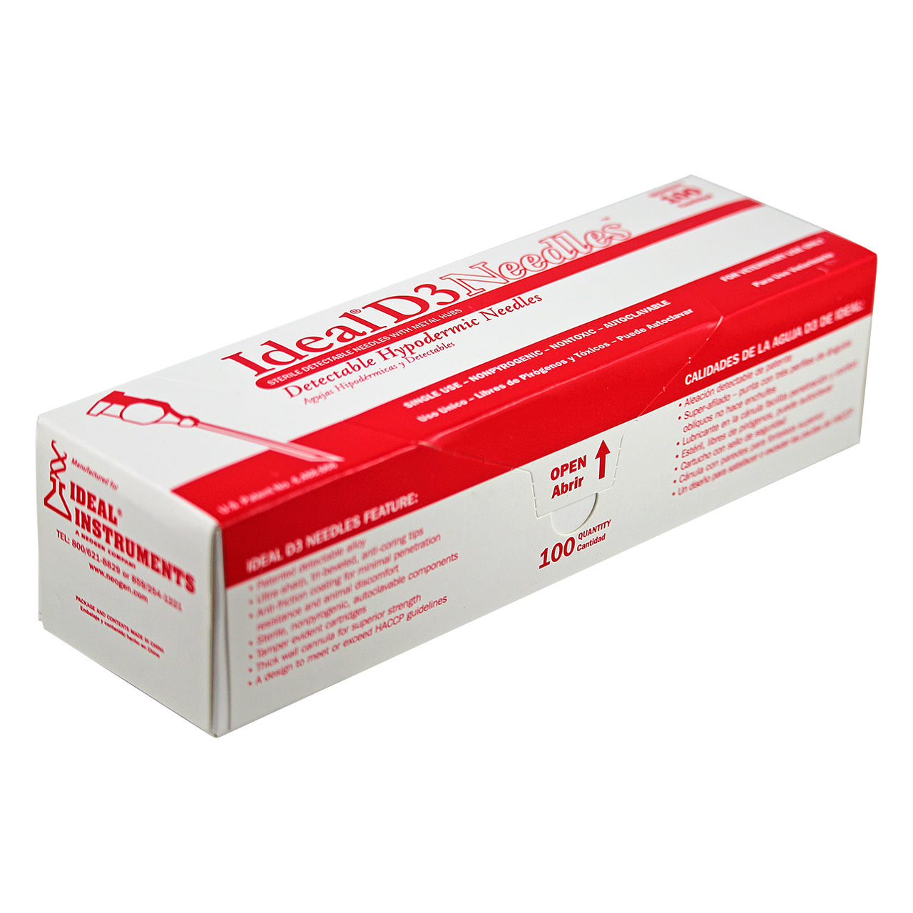 Ideal D3 detectable brass hub needle (100 per box) 16 X 1