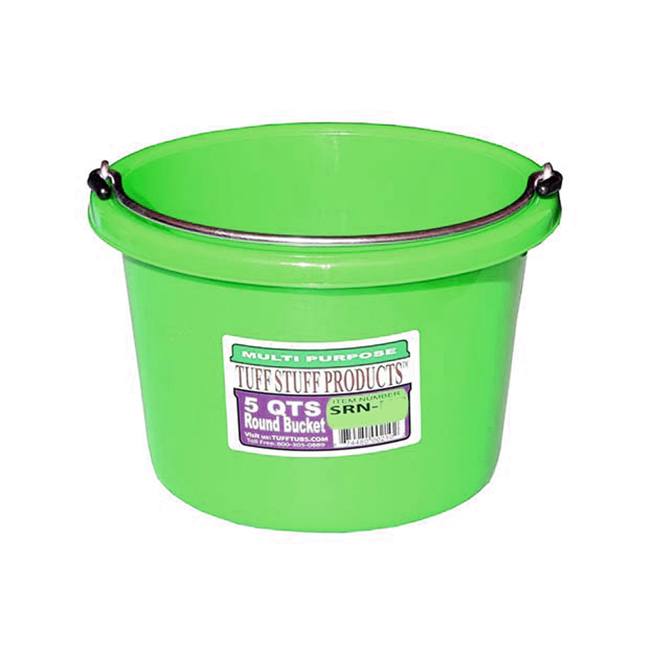 Tuff Stuff Small Round Bucket 5 Qts (Green) - Buckets Pails Feeders Scoops Tubs Bottles Tuff Stuff - Canada