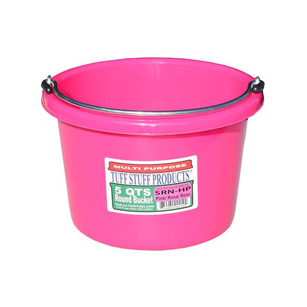 Tuff Stuff Small Round Bucket 5 Qts (Pink) - Buckets Pails Feeders Scoops Tubs Bottles Tuff Stuff - Canada