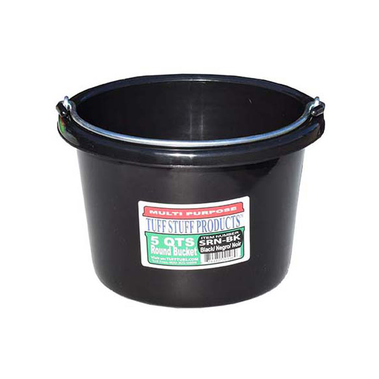 Tuff Stuff Small Round Bucket 5 Qts (Black) - Buckets Pails Feeders Scoops Tubs Bottles Tuff Stuff - Canada