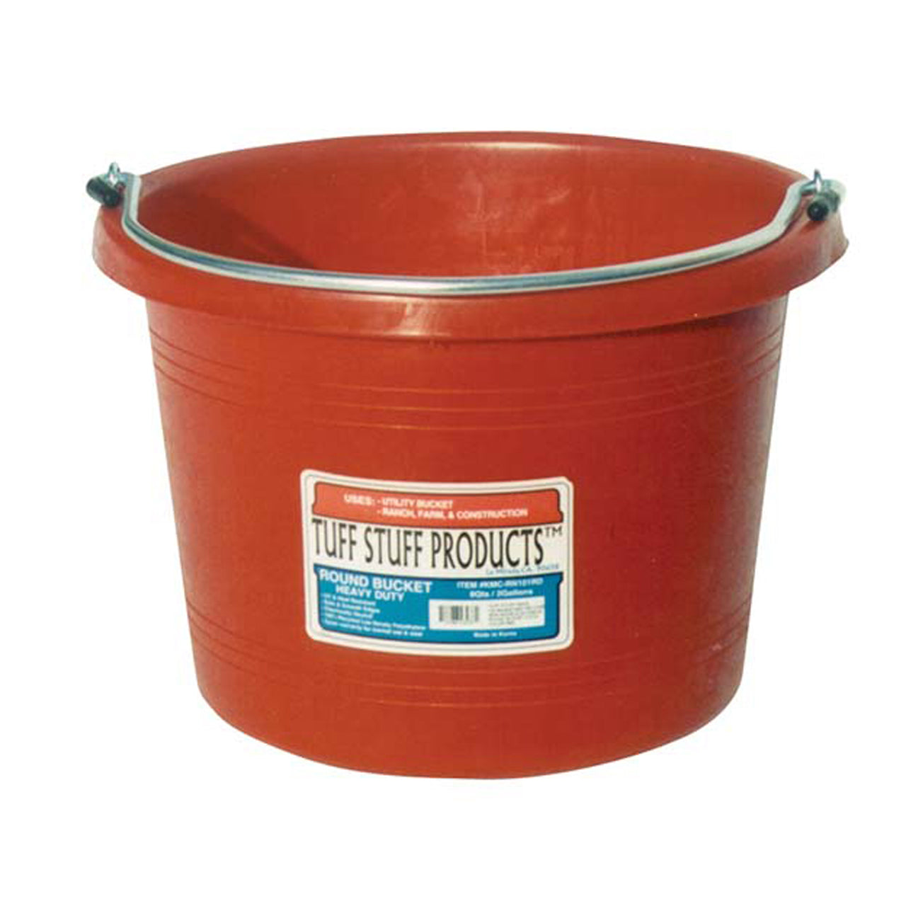 Tuff Stuff Round Bucket 8 Qts - Red - Buckets Pails Feeders Scoops Tubs Bottles Tuff Stuff - Canada