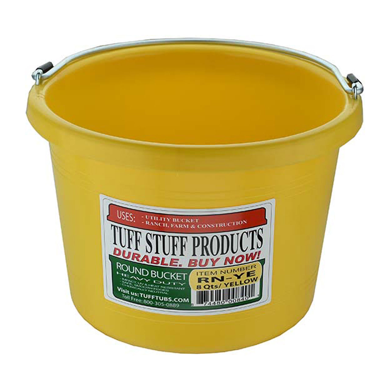 Tuff Stuff Round Bucket 8 Qts - Yellow - Buckets Pails Feeders Scoops Tubs Bottles Tuff Stuff - Canada