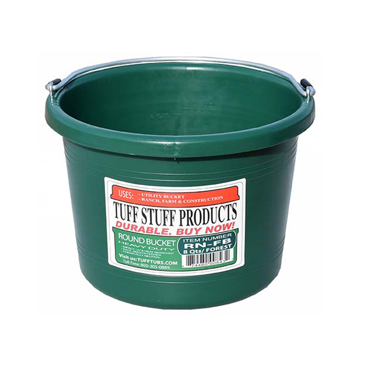 Tuff Stuff Round Bucket 8 Qts - Forest Green - Buckets Pails Feeders Scoops Tubs Bottles Tuff Stuff - Canada