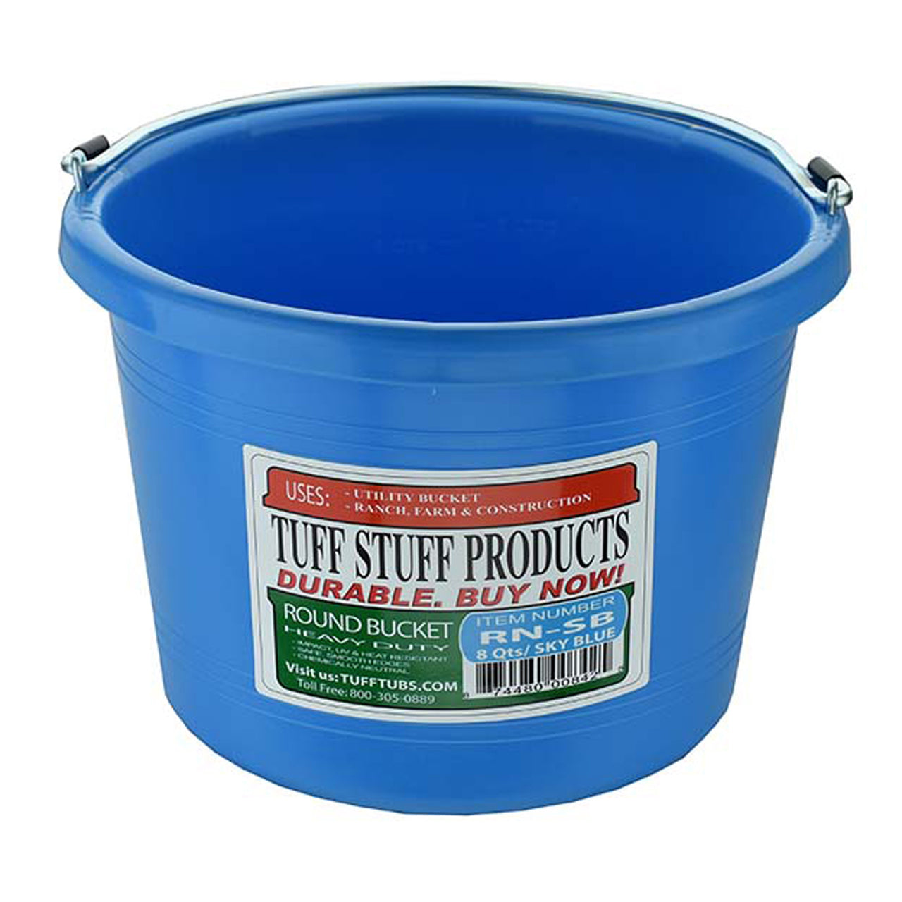 Tuff Stuff Round Bucket 8 Qts - Sky Blue - Buckets Pails Feeders Scoops Tubs Bottles Tuff Stuff - Canada