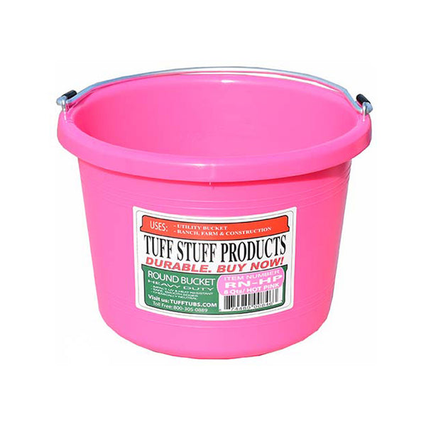 Tuff Stuff Round Bucket 8 Qts - Pink - Buckets Pails Feeders Scoops Tubs Bottles Tuff Stuff - Canada