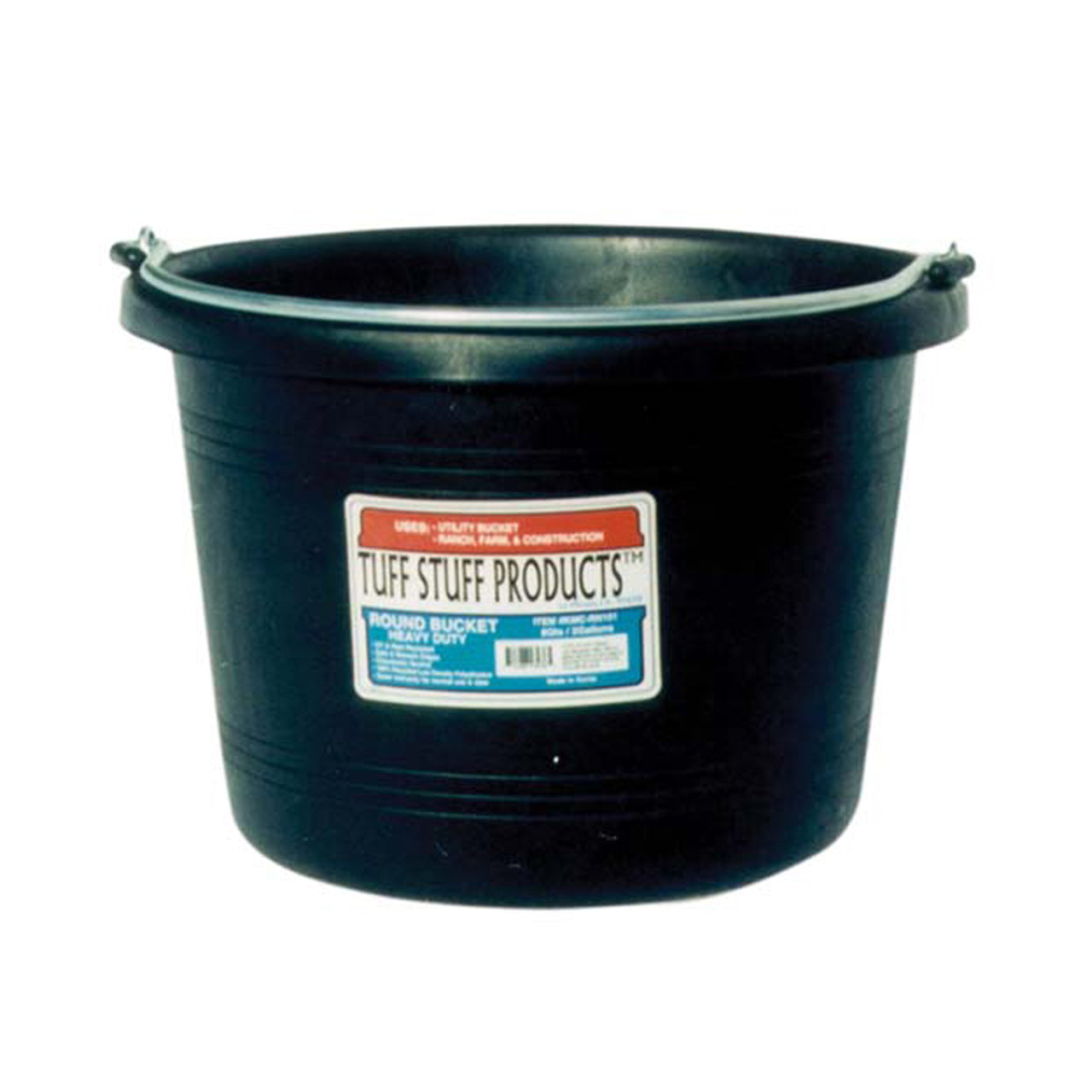 Tuff Stuff Round Bucket 8 Qts - Black - Buckets Pails Feeders Scoops Tubs Bottles Tuff Stuff - Canada