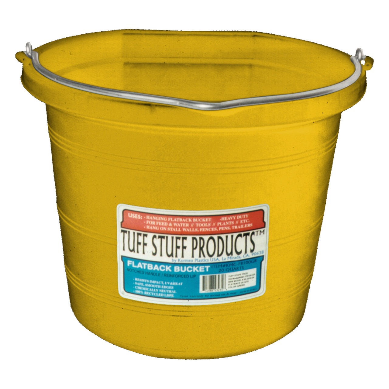 Tuff Stuff Flat Back Pail 20 Qts (Yellow) - Buckets Pails Feeders Scoops Tubs Bottles Tuff Stuff - Canada