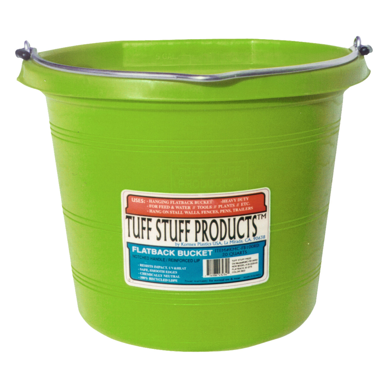 Tuff Stuff Flat Back Pail 20 Qts (Lima) - Buckets Pails Feeders Scoops Tubs Bottles Tuff Stuff - Canada