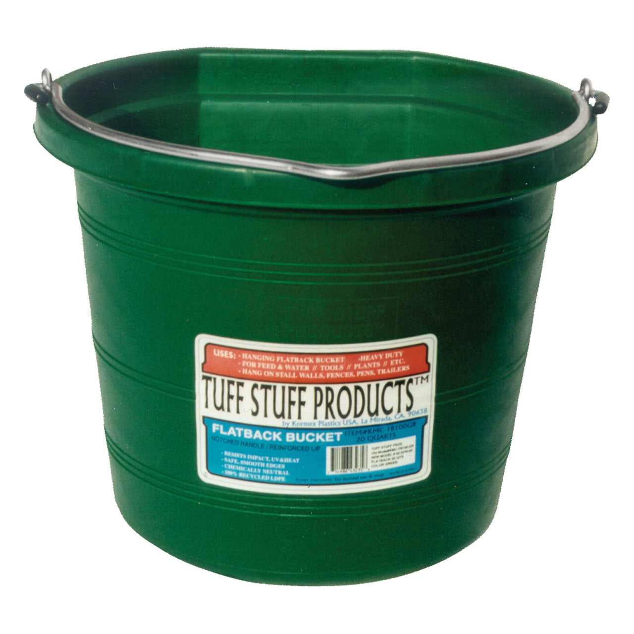 Tuff Stuff Flat Back Pail 20 Qts (Green) - Buckets Pails Feeders Scoops Tubs Bottles Tuff Stuff - Canada