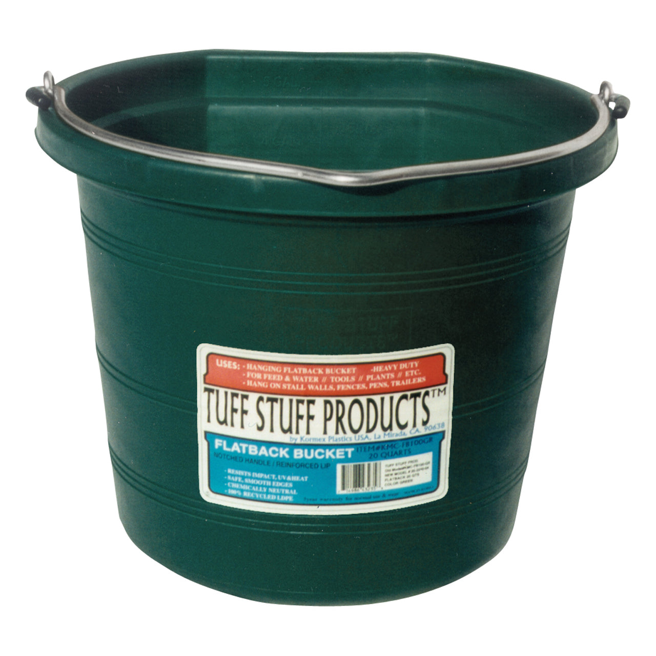 Tuff Stuff Flat Back Pail 20 Qts (Forest Green) - Buckets Pails Feeders Scoops Tubs Bottles Tuff Stuff - Canada