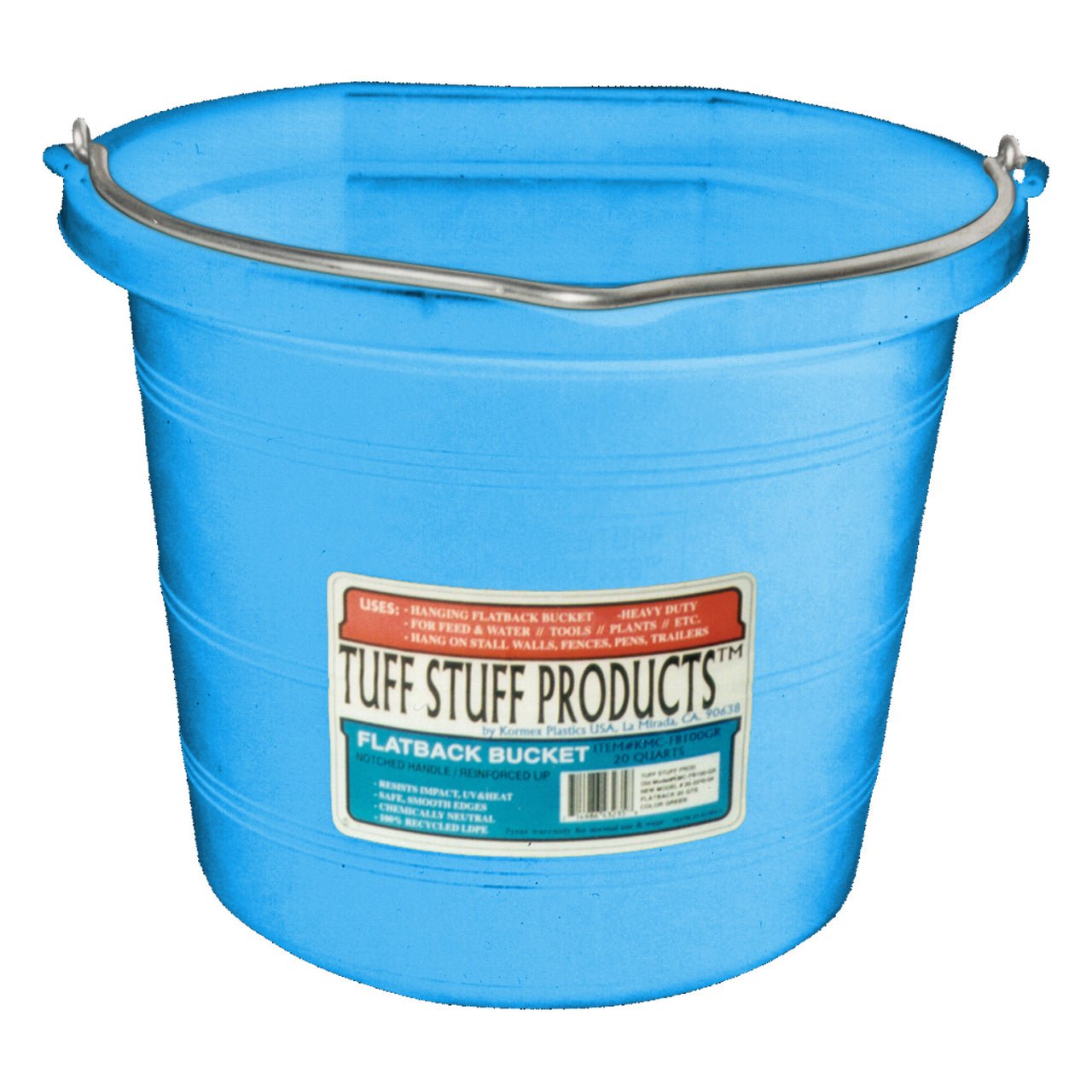 Tuff Stuff Flat Back Pail 20 Qts (Sky Blue) - Buckets Pails Feeders Scoops Tubs Bottles Tuff Stuff - Canada