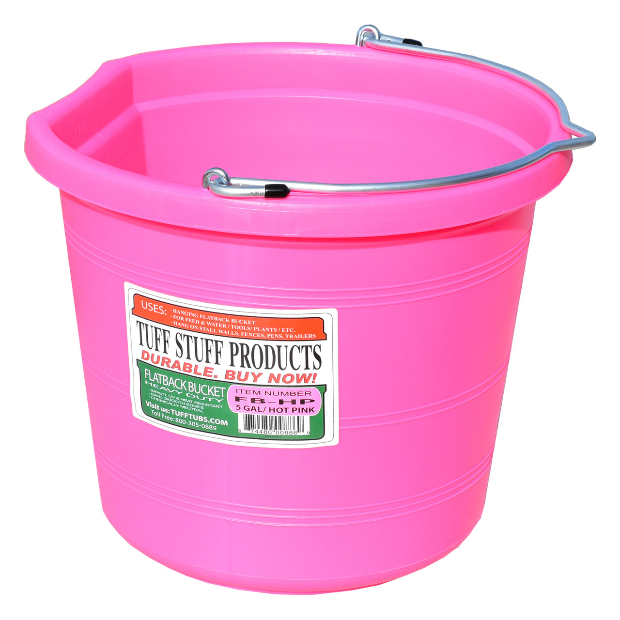 Tuff Stuff Flat Back Pail 20 Qts (Pink) - Buckets Pails Feeders Scoops Tubs Bottles Tuff Stuff - Canada