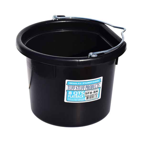 Tuff Stuff Flat Back Bucket 8 Qts (Black) - Buckets Pails Feeders Scoops Tubs Bottles Tuff Stuff - Canada