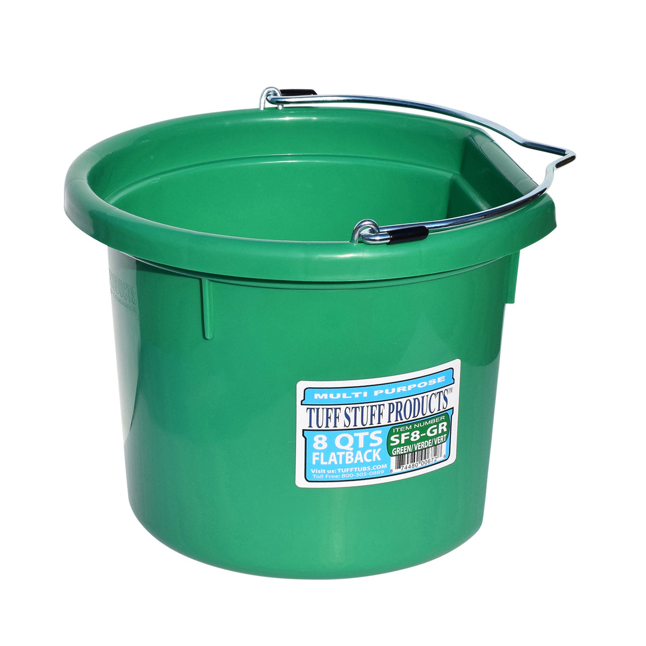 Tuff Stuff Flat Back Bucket 8 Qts (Green) - Buckets Pails Feeders Scoops Tubs Bottles Tuff Stuff - Canada