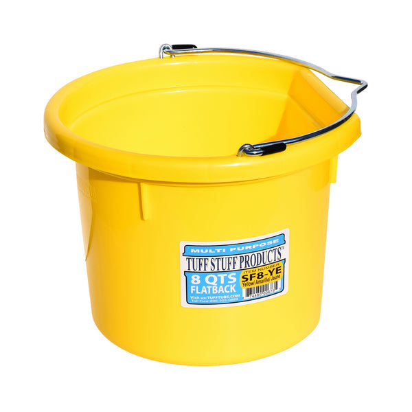 Tuff Stuff Flat Back Bucket 8 Qts (Yellow) - Buckets Pails Feeders Scoops Tubs Bottles Tuff Stuff - Canada