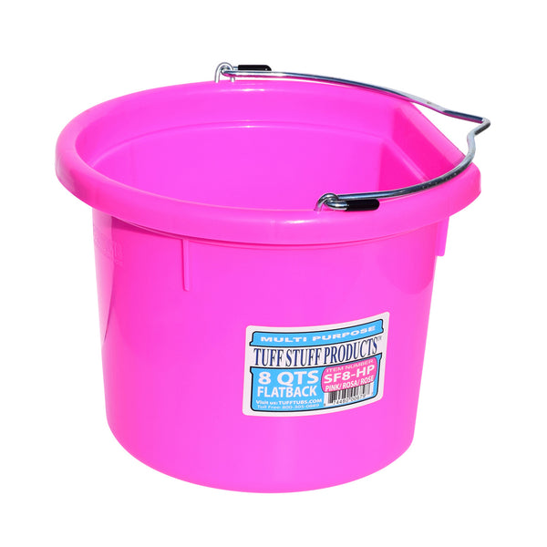 Tuff Stuff Flat Back Bucket 8 Qts (Pink) - Buckets Pails Feeders Scoops Tubs Bottles Tuff Stuff - Canada