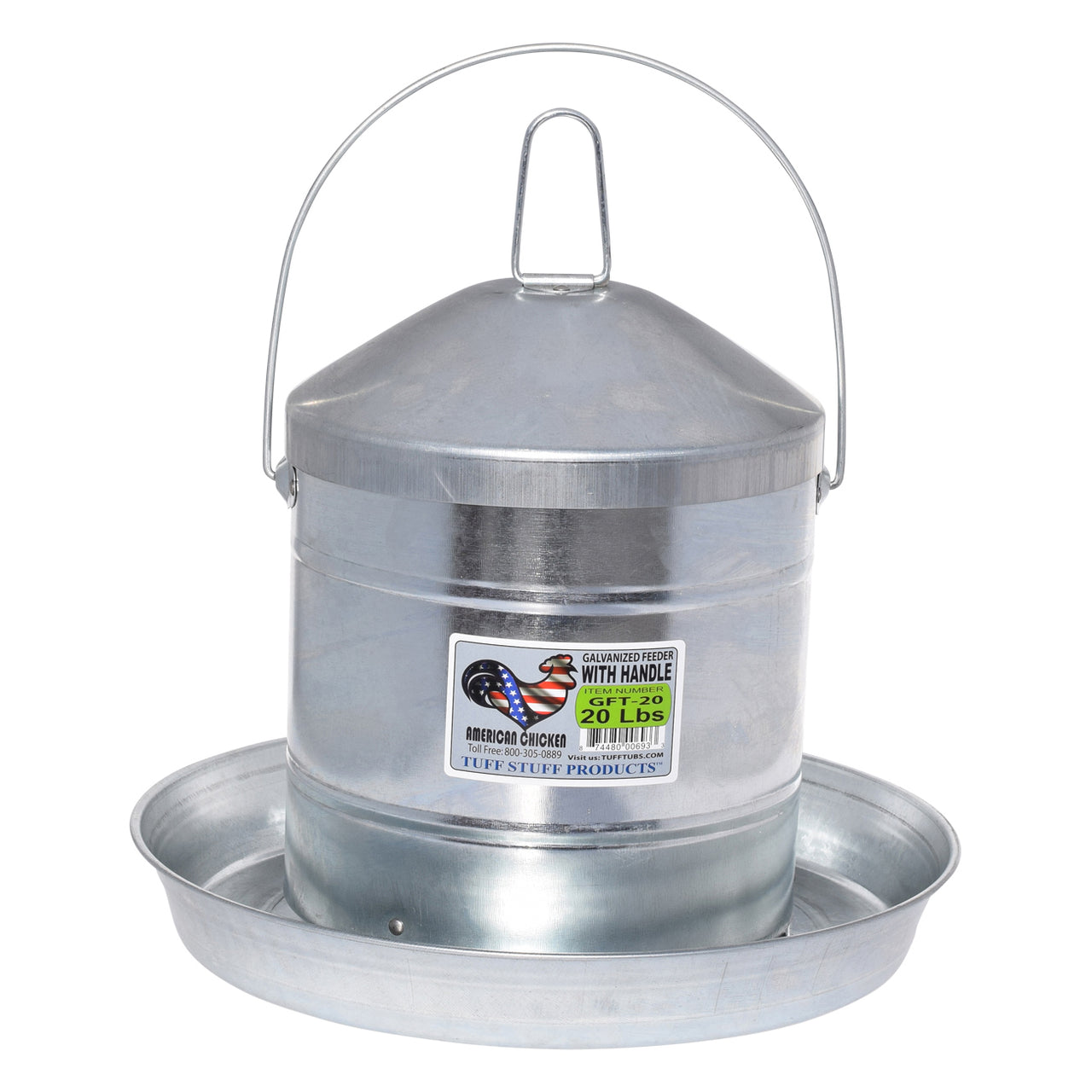 Tuff Stuff Galvanized Poultry Feeder W/ Handle - 20Lbs - Poultry Feeders Drinkers Tuff Stuff - Canada