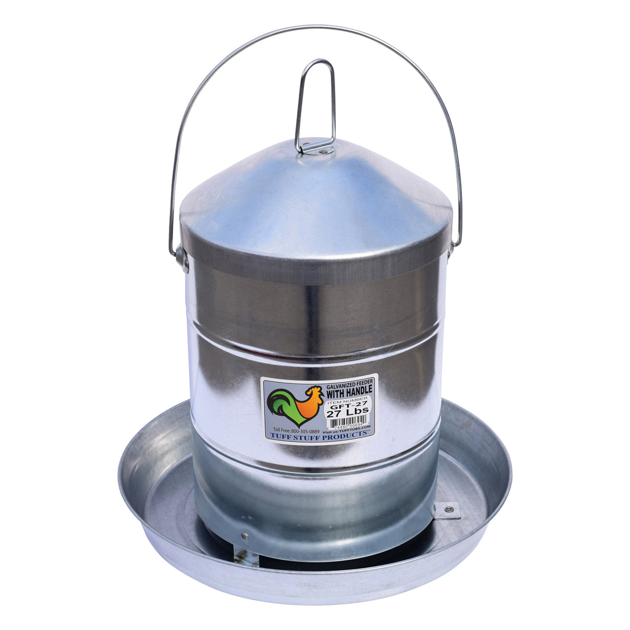 Tuff Stuff Galvanized Poultry Feeder W/ Handle - 27Lbs - Poultry Feeders Drinkers Tuff Stuff - Canada