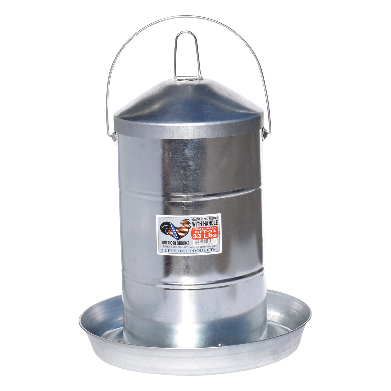 Tuff Stuff Galvanized Poultry Feeder W/ Handle - 33Lbs - Poultry Feeders Drinkers Tuff Stuff - Canada