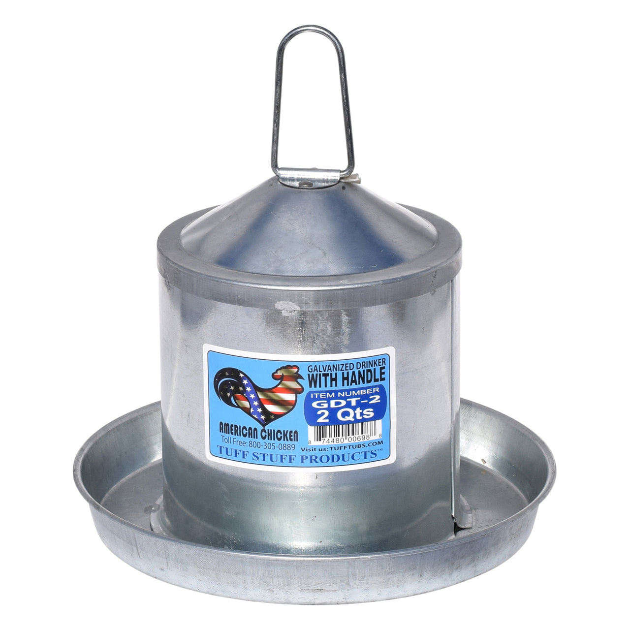 Tuff Stuff Galvanized Poultry Drinker - 2Qts - Poultry Feeders Drinkers Tuff Stuff - Canada