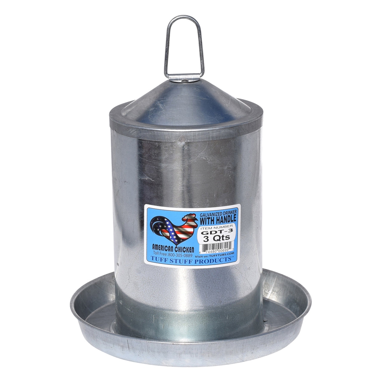 Tuff Stuff Galvanized Poultry Drinker - 3Qts - Poultry Feeders Drinkers Tuff Stuff - Canada