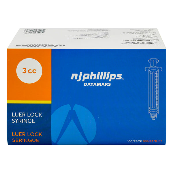 N.J. Phillips luer lock syringe 3cc (100/box)