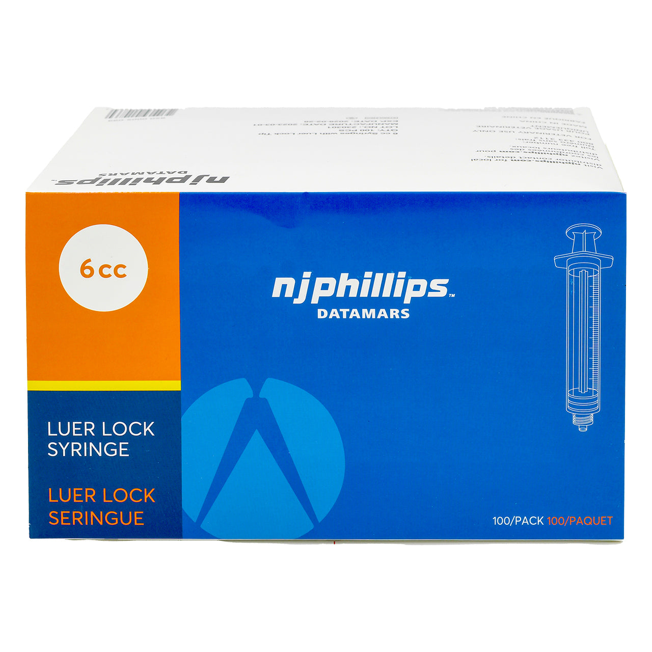 N.J. Phillips luer lock syringe 6cc (100/box)