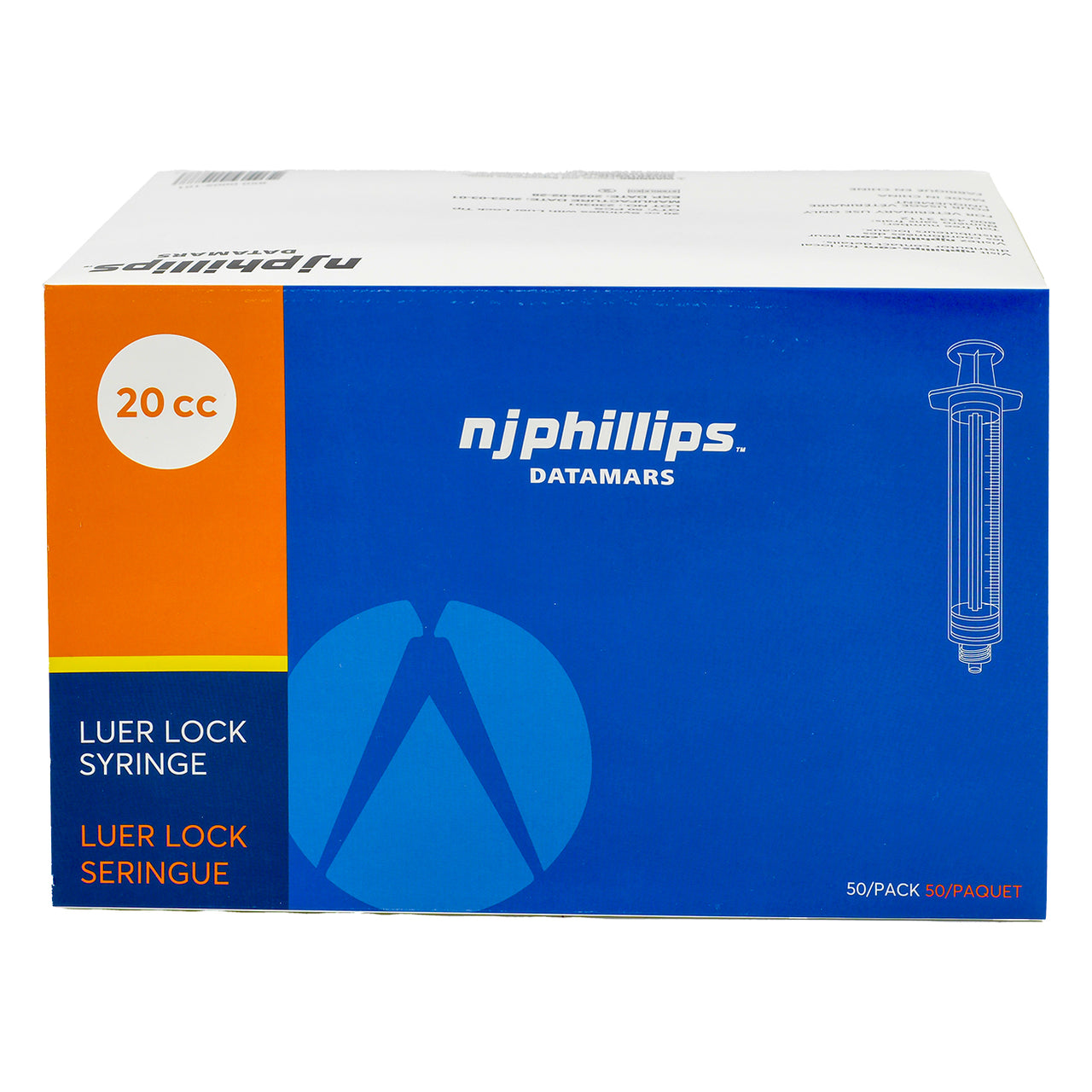 N.J. Phillips luer lock syringe 20cc (50/box)