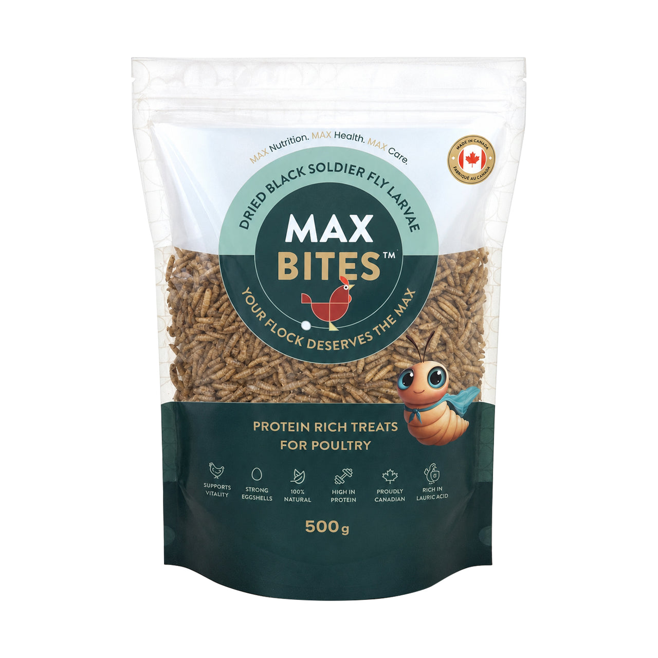 MaxBites Dried Black Soldier Fly Larvae