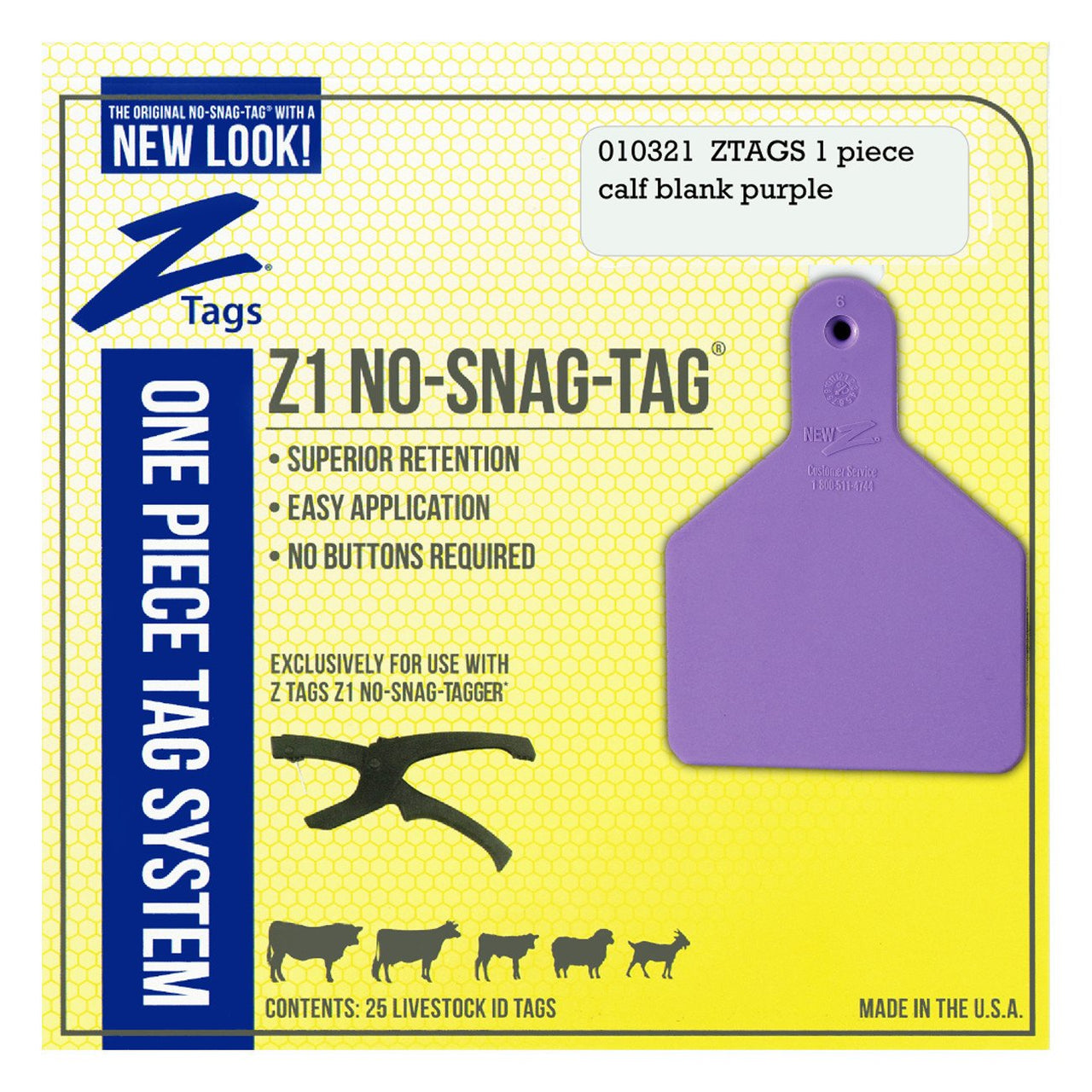 Z Tags 1 Piece Calf Blank (Purple) 25 Pack - 1 Piece Short Neck Calf Blank Tag Z Tags - Canada