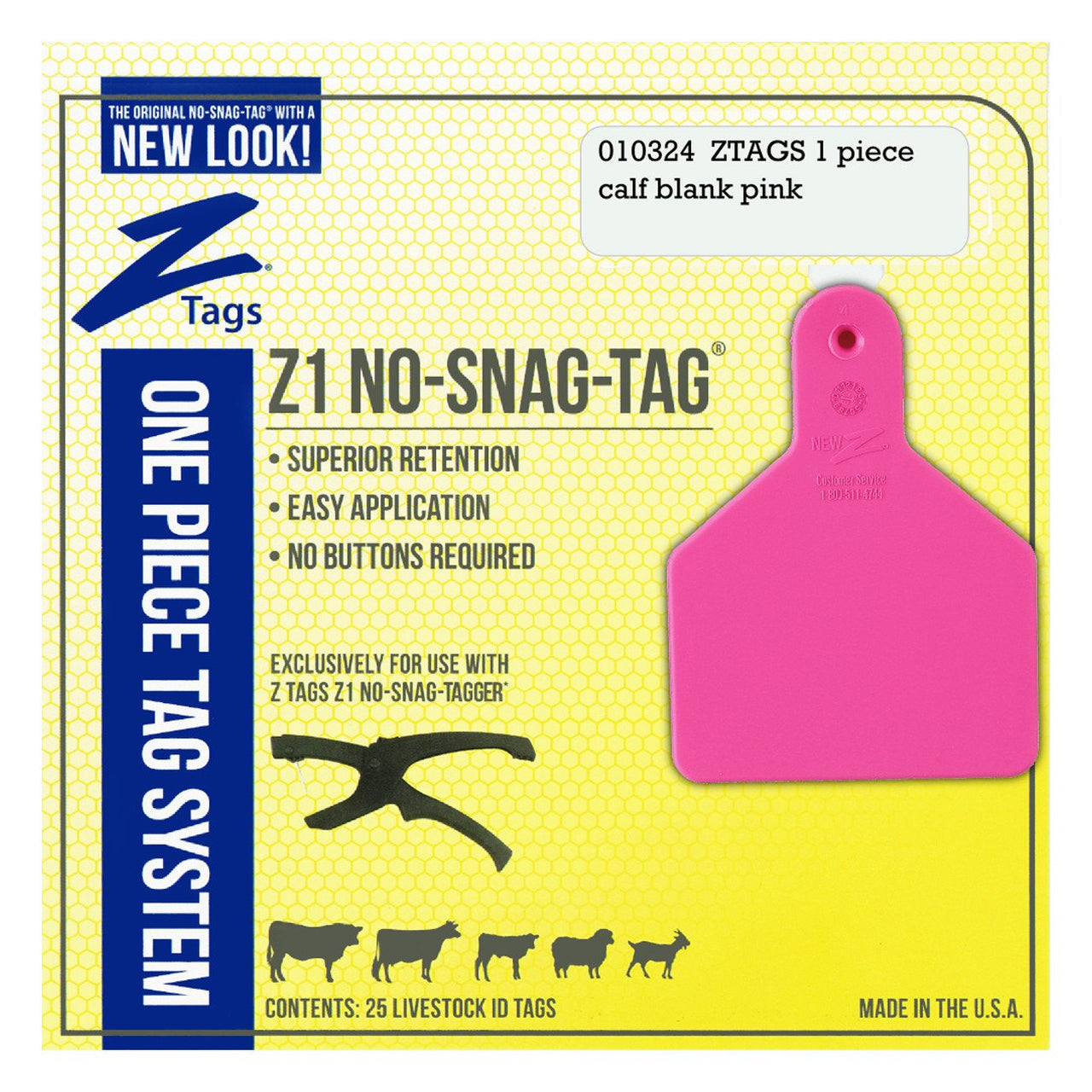 Z Tags 1 Piece Calf Blank (Pink) 25 Pack - 1 Piece Short Neck Calf Blank Tag Z Tags - Canada
