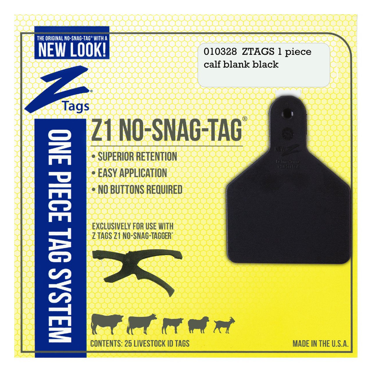 Z Tags 1 Piece Calf Blank (Black) 25 Pack - 1 Piece Short Neck Calf Blank Tag Z Tags - Canada