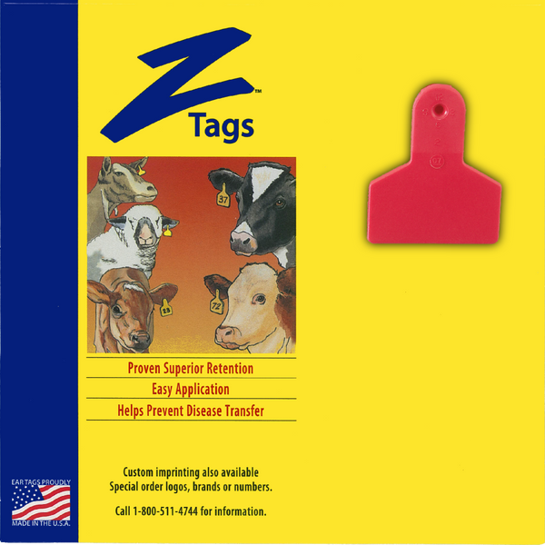 Z Tags 1 Piece Small Animal Blank (Red) 25 Pack - 1 Piece Small Animal Blank Tag Z Tags - Canada