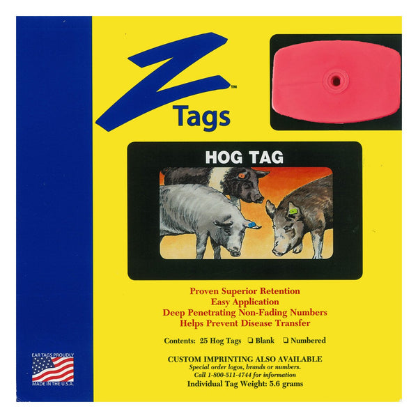 Z Tags 1 Piece Hog Blank (Red) 25 Pack - 1 Piece Hog Blank Tag Z Tags - Canada