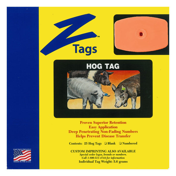 Z Tags 1 Piece Hog Blank (Orange) 25 Pack - 1 Piece Hog Blank Tag Z Tags - Canada
