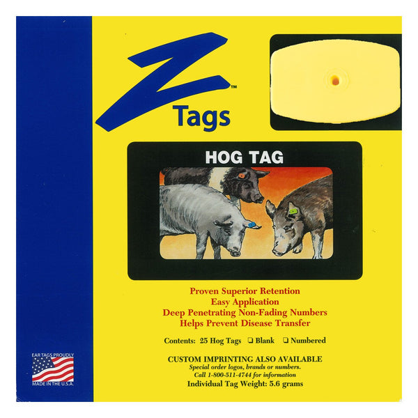 Z Tags 1 Piece Hog Blank (Yellow) 25 Pack - 1 Piece Hog Blank Tag Z Tags - Canada