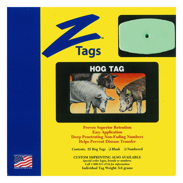 Z Tags 1 Piece Hog Blank (Green) 25 Pack - 1 Piece Hog Blank Tag Z Tags - Canada