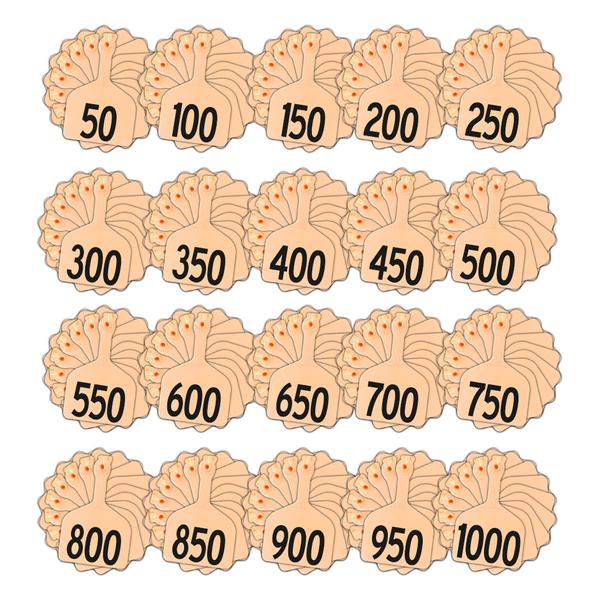 Z Tags 1 Piece Feedlot Stamped 1-1000 In Bundles Of 50 (Peach) - Pre-Printed Tags Z Tags - Canada