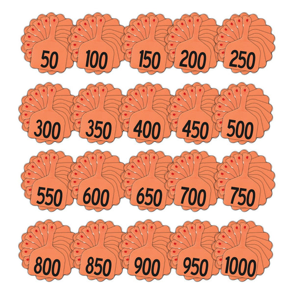 Z Tags Feedlot Pre-Printed Tags Numbered 1-1000 (Orange) - Feedlot Tags Pre-Printed Tags Numbered 1-1002 Z Tags - Canada