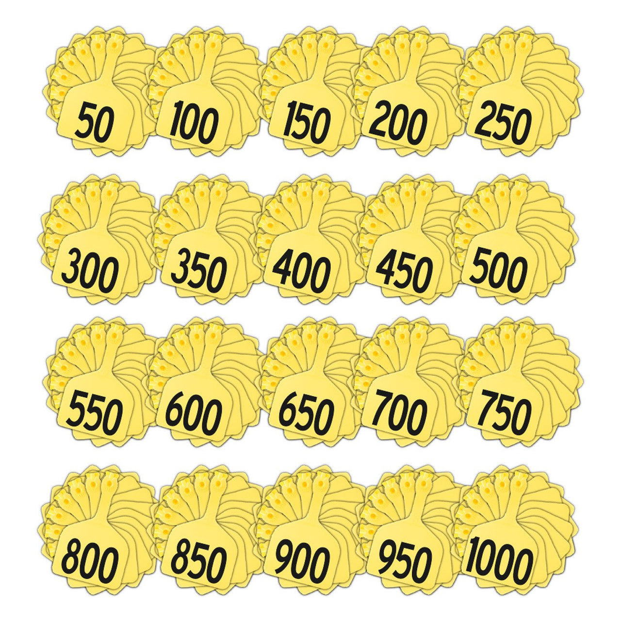 Z Tags Feedlot Pre-Printed Tags Numbered 1-1000 (Yellow) - Feedlot Tags Pre-Printed Tags Numbered 1-1003 Z Tags - Canada