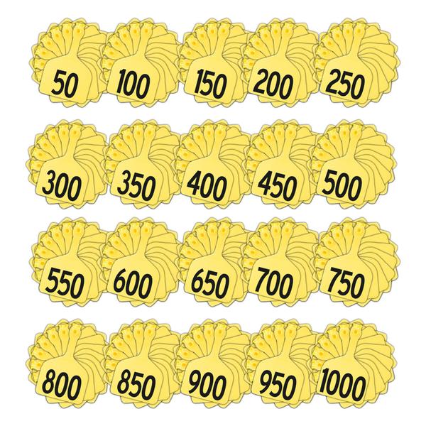 Z Tags 1 Piece Feedlot Stamped 1-1000 In Bundles Of 50 (Yellow) - Pre-Printed Tags Z Tags - Canada