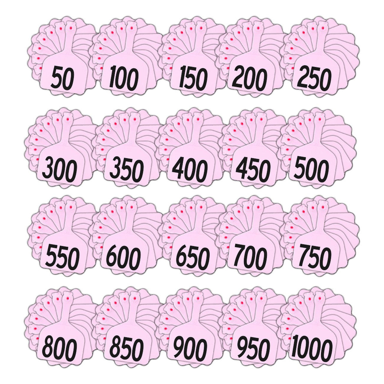 Z Tags Feedlot Pre-Printed Tags Numbered 1-1000 (Light Pink- Rose) - Feedlot Tags Pre-Printed Tags Numbered 1-1008 Z Tags - Canada